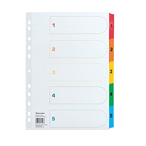 Soennecken Register 1-5, volle Höhe, für: DIN A4, 22,3 x 29,7 cm (B x H), 11fach Lochung, mit Registerdeckblatt, Karton, 170 g/qm, farbig von Soennecken