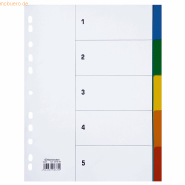 Soennecken Register 1527 DIN A4 blanko volle Höhe 5tlg PP farbig Soennecken Register 1527 DIN A4 blanko volle Höhe 5tlg PP farbig von Soennecken