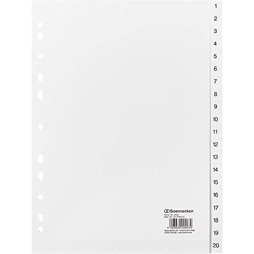 Soennecken Register 2118 DIN A4 1-20 volle Höhe PP weiß 20 St./Pack. Soennecken Register 2118 DIN A4 1-20 volle Höhe PP weiß 20 St./Pack. von Soennecken
