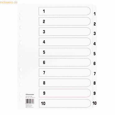 Soennecken Register Mylar 1605 1-10 weiß Soennecken Register Mylar 1605 1-10 weiß von Soennecken