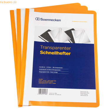 Soennecken Schnellhefter 2962 DIN A4 PP orange 10 Stück Soennecken Schnellhefter 2962 DIN A4 PP orange 10 Stück von Soennecken