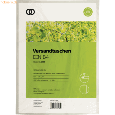 Soennecken Versandtasche oeco 2988 B4 ohne Fenster haftklebend RC weiß von Soennecken