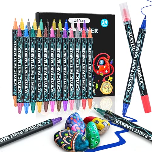 Sofore 24 Farben Acrylstifte für Steine 1-5mm Dual Tip Wasserfest Permanent Marker Stifte Steine Bemalen Multimarker für Glas Papier, Keramik, Leinwand, Basteln, Geschenkekarte Sofore 24 Farben Acrylstifte für Steine 1-5mm Dual Tip Wasserfest Permanent Marker Stifte Steine Bemalen Multimarker für Glas Papier, Keramik, Leinwand, Basteln, Geschenkekarte von Sofore