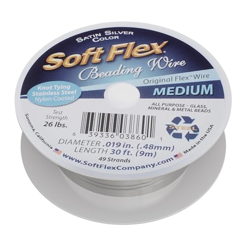 SOFT-FLEX Toys Flex Draht, 49 Stränge, 0,48 cm Durchmesser, 9,1 m, Satin-Silber, .019 inches von Soft Flex