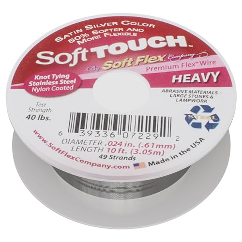 Soft Flex 49 Stränge Fadendraht – flexibel geflochten – schwerer 0,24 Durchmesser – Schmuckherstellung Perlendraht – Satin-Silber Soft Flex 49 Stränge Fadendraht – flexibel geflochten – schwerer 0,24 Durchmesser – Schmuckherstellung Perlendraht – Satin-Silber von Soft Flex