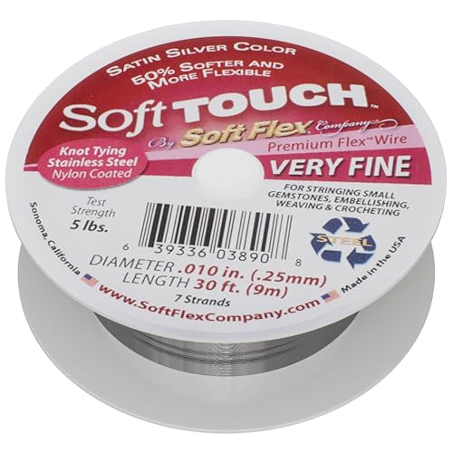 Soft Flex Knickfester Perlendraht, sehr fein, 0,10 Durchmesser – Schmuckherstellung, Perlendraht, 9 m Soft Flex Knickfester Perlendraht, sehr fein, 0,10 Durchmesser – Schmuckherstellung, Perlendraht, 9 m von Soft Flex