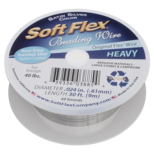Soft Flex XCR-5123 49 Stränge, Schwerer Perlendraht, 0,1 cm / 7,6 m, Satinsilber von Soft Flex