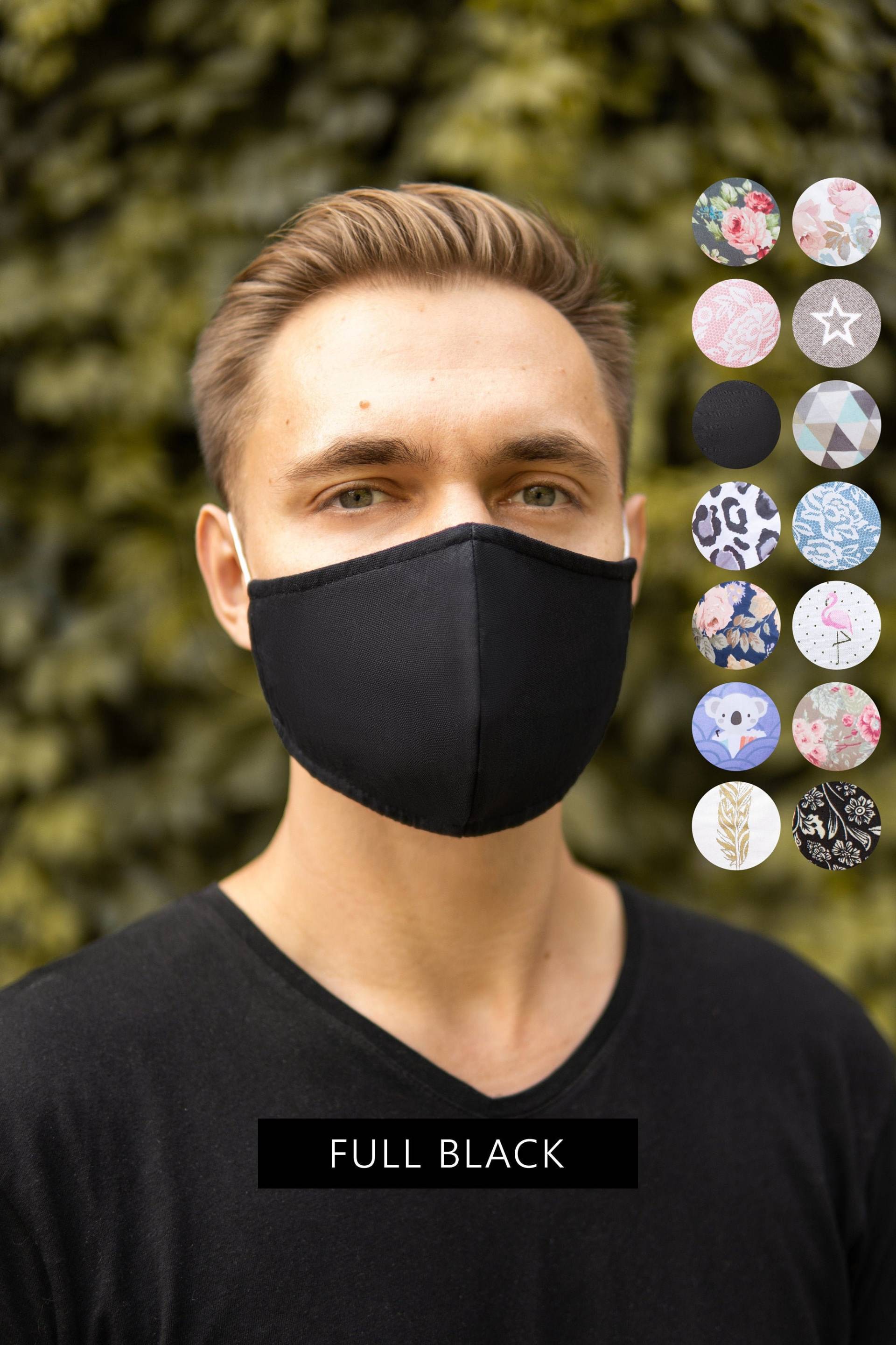 Herren Schwarze Gesichtsmaske Für Männer Mit Filtertasche Usa & Uk, Gesichtsbedeckung Waschbar, Atmungsaktive Maske Brillenträger von SoftFeelingsArt