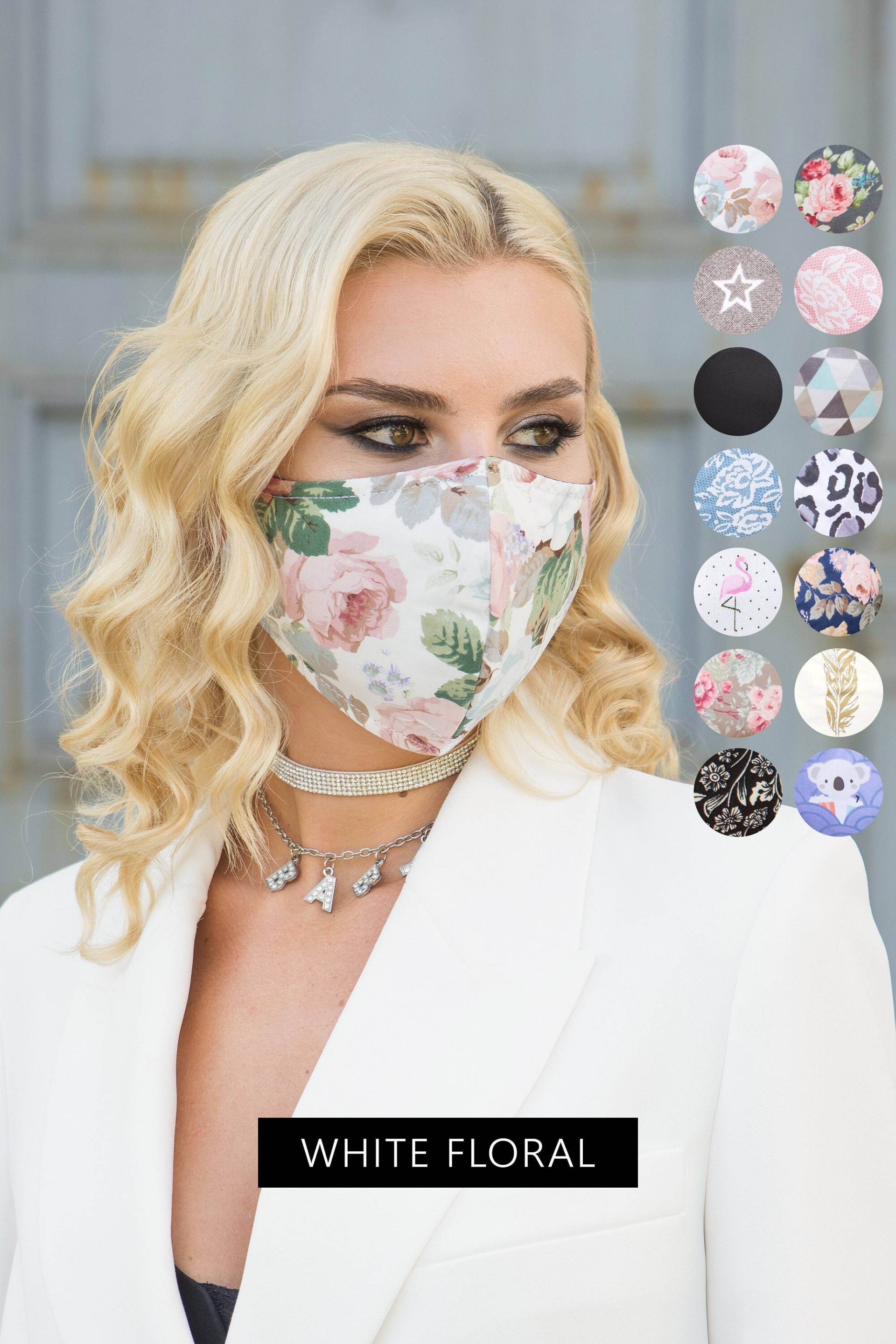 Hochzeit Florale Gesichtsmaske Für Frauen Waschbare Gesichtsbedeckung Mit Filtertasche, Damen Atmungsaktive Maske Brillenträger, Wiederverwendbar 4 von SoftFeelingsArt