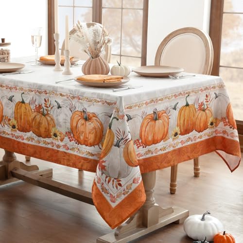 Softalker Herbstliche Tischdecke abwaschbar 140x240 cm Jacquard 210 GSM Terrakotta eckig,Kürbis,Blättern,elegantes Design,modern,pflegleicht Tischtuch für Festessen,Gäste,Party,Herbst Tischdeko,Ferien Softalker Herbstliche Tischdecke abwaschbar 140x240 cm Jacquard 210 GSM Terrakotta eckig,Kürbis,Blättern,elegantes Design,modern,pflegleicht Tischtuch für Festessen,Gäste,Party,Herbst Tischdeko,Ferien von Softalker