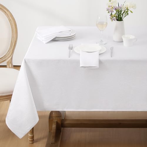 Softalker Jacquard-Tischdecke, rechteckig, Wirbel-Design, wasserdicht, schmutzabweisend, knitterfrei, schwere Tischdecke für Abendessen, Partys, Urlaub, 152,4 x 213,3 cm, Weiß Softalker Jacquard-Tischdecke, rechteckig, Wirbel-Design, wasserdicht, schmutzabweisend, knitterfrei, schwere Tischdecke für Abendessen, Partys, Urlaub, 152,4 x 213,3 cm, Weiß von Softalker