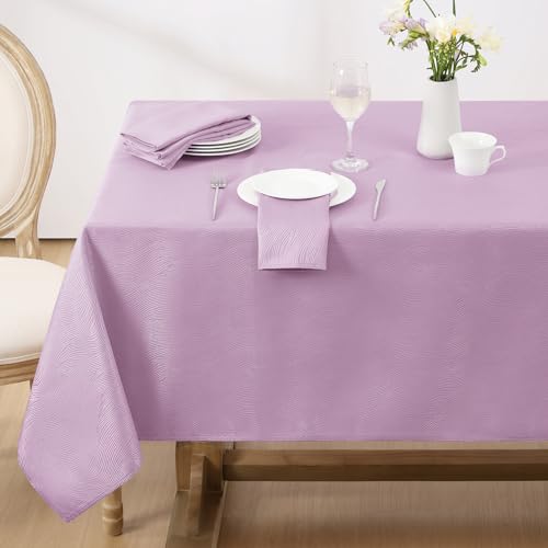 Softalker Rechteckige Jacquard-Tischdecke, Wirbel-Design, wasserdicht, schmutzabweisend, knitterfrei, schwere Tischdecke für Esszimmer und Küche (152,4 x 213,3 cm, Lavendelwirbel) von Softalker