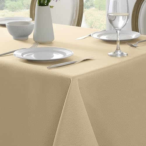 Softalker Rechteckige Tischdecke mit gewebter Textur, glänzend, Jacquard, wasserdicht, knitterfrei, auslaufsicher, waschbar, Tischdecke für Urlaub, Party, Abendessen, 152,4 x 305,5 cm, Khaki Softalker Rechteckige Tischdecke mit gewebter Textur, glänzend, Jacquard, wasserdicht, knitterfrei, auslaufsicher, waschbar, Tischdecke für Urlaub, Party, Abendessen, 152,4 x 305,5 cm, Khaki von Softalker