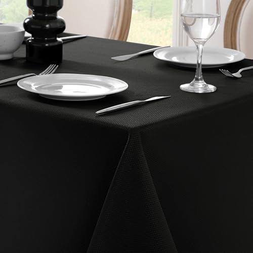 Softalker Tischdecke 100 x 100 cm quadratisch Abwaschbare Tischdecken Jacquard Geometrischem Tischtuch Schwarze Table Cloth Deko für Outdoor Geburtstag Gartentisch Wohnzimmertisch Couchtisch von Softalker