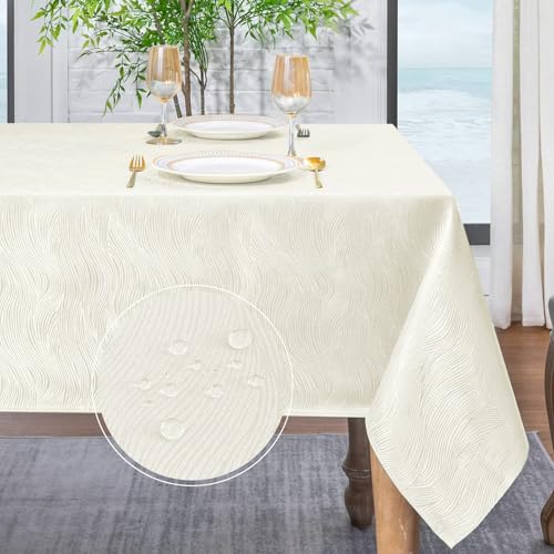 Softalker Tischdecke Weihnachten 100x140 Beige mit Jacquard-Wellenmuster Abwaschbar Wasserabweisend Abwischbar Fleckschutz rechteckig Tischtuch für Outdoor Draußen Garten Party Geburtstag Hochzeit Softalker Tischdecke Weihnachten 100x140 Beige mit Jacquard-Wellenmuster Abwaschbar Wasserabweisend Abwischbar Fleckschutz rechteckig Tischtuch für Outdoor Draußen Garten Party Geburtstag Hochzeit von Softalker