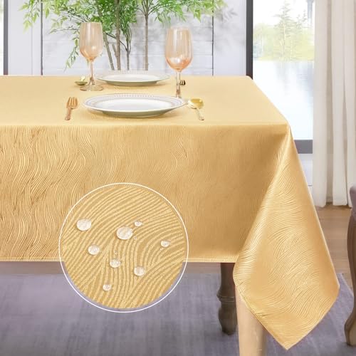 Softalker Weihnachts Tischdecke gold 100x140 Jacquard-Wellenmuster Abwaschbar Wasserabweisend Abwischbar Fleckschutz rechteckig Tischtuch für Outdoor Draußen Garten Party Geburtstag Hochzeit Silvester Softalker Weihnachts Tischdecke gold 100x140 Jacquard-Wellenmuster Abwaschbar Wasserabweisend Abwischbar Fleckschutz rechteckig Tischtuch für Outdoor Draußen Garten Party Geburtstag Hochzeit Silvester von Softalker
