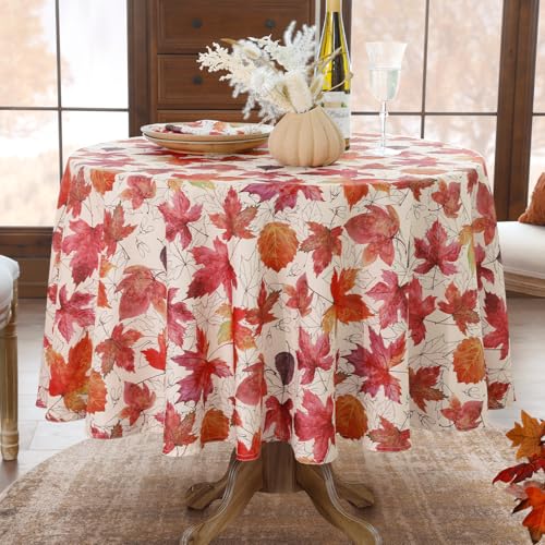 Softalker runde Herbst Tischdecke abwachbar 120 cm – herbstliche Tischdeko mit Ahornblättern in Orange-Rot – wasserabweisend, pflegeleicht für Küche, Wohnzimmer, Halloween & Herbstfest,Stehtisch,Cafe Softalker runde Herbst Tischdecke abwachbar 120 cm – herbstliche Tischdeko mit Ahornblättern in Orange-Rot – wasserabweisend, pflegeleicht für Küche, Wohnzimmer, Halloween & Herbstfest,Stehtisch,Cafe von Softalker
