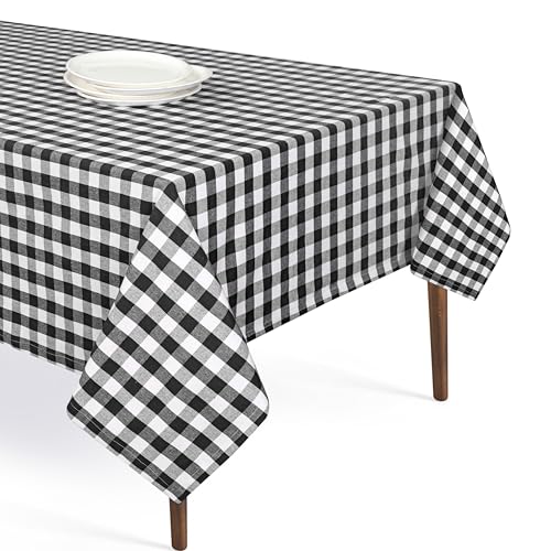 Softopia Cotton Tischdecke, Gingham-Büffelkaro, 152,4 x 213,4 cm, 100 % Baumwolle, waschbar, rustikal, rechteckig, dekorativ für Geschenke, Esszimmer, Grillen, Buffet-Partys und Camping, Schwarz von Softopia Cotton