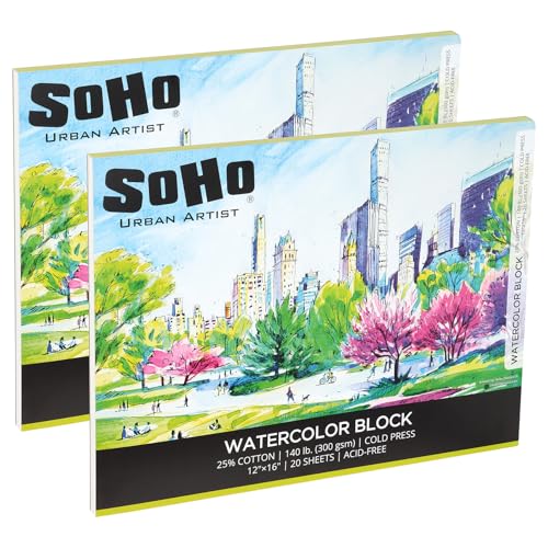 SoHo Urban Artist Aquarellblock, 30,5 x 40,6 cm, 2 Stück, 63,5 kg, 40 Blatt, Gesamtkaltpresse, professionell, nachhaltig, säurefrei SoHo Urban Artist Aquarellblock, 30,5 x 40,6 cm, 2 Stück, 63,5 kg, 40 Blatt, Gesamtkaltpresse, professionell, nachhaltig, säurefrei von Soho Urban Artist
