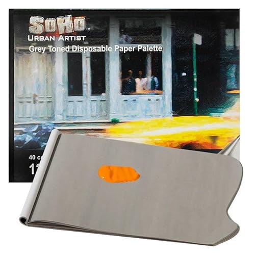 SoHo Urban Artist Einweg-Papierpaletten – Graufarbene 40-Blatt-Papierpalette für Plein Air, Malen, Reisen und mehr. Rechteckig – 30,5 x 40,6 cm von Soho Urban Artist