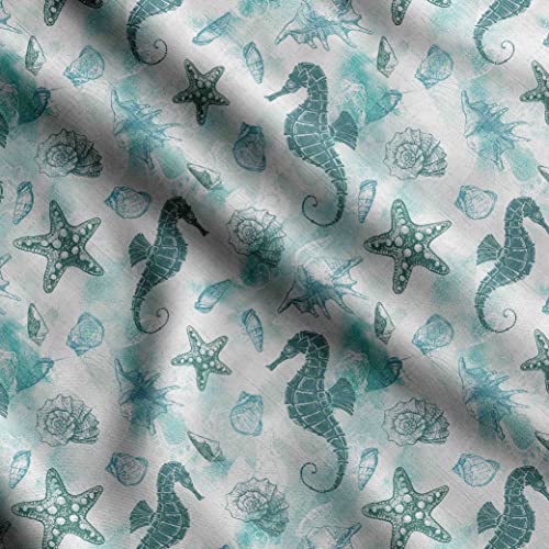 Soimoi Schwerer Baumwoll-Popeline-Stoff, Blau -Muschel-Aufdruck -42 Zoll Breite, Natürlicher Baumwollstoff Für Die Herstellung Von Steppdecken, Kleidern, Röcken, Kissenbezügen, Tischdecken, 1 Meter Soimoi Schwerer Baumwoll-Popeline-Stoff, Blau -Muschel-Aufdruck -42 Zoll Breite, Natürlicher Baumwollstoff Für Die Herstellung Von Steppdecken, Kleidern, Röcken, Kissenbezügen, Tischdecken, 1 Meter von Soimoi