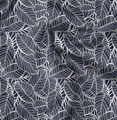 Soimoi Schwerer Baumwoll-Popeline-Stoff, blau -mit Blättermuster bedruckt -42 Zoll breit, natürlicher Baumwollstoff für die Herstellung von Steppdecken, Kleidern,Kissenbezügen, Tischdecken, 1 Meter Soimoi Schwerer Baumwoll-Popeline-Stoff, blau -mit Blättermuster bedruckt -42 Zoll breit, natürlicher Baumwollstoff für die Herstellung von Steppdecken, Kleidern,Kissenbezügen, Tischdecken, 1 Meter von Soimoi