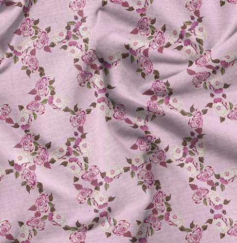Soimoi Schwerer Baumwoll-Popeline-Stoff, rosa -Rosendruck -42 Zoll Breite, natürlicher Baumwollstoff für die Herstellung von Steppdecken, Kleidern, Schlafanzügen, Kissenbezügen, Tischdecken, 1 Meter Soimoi Schwerer Baumwoll-Popeline-Stoff, rosa -Rosendruck -42 Zoll Breite, natürlicher Baumwollstoff für die Herstellung von Steppdecken, Kleidern, Schlafanzügen, Kissenbezügen, Tischdecken, 1 Meter von Soimoi