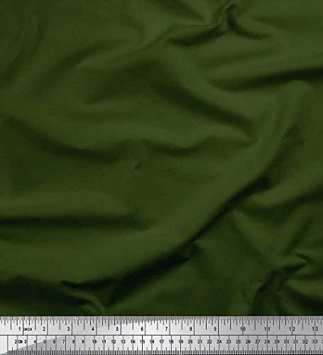 Soimoi grüner Viskose-Chiffon-Stoff, dunkles Olivgrün, dunkle Tonfarbe, bedruckter Stoff, 1 Meter, 42 Zoll breit von Soimoi