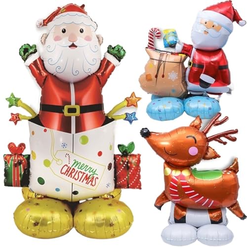 3D große stehende Luftballons, Weihnachten, Weihnachtsmann, Weihnachtsbaum, Schneemann, aufblasbarer Folienballon, Festival, Party, Heimdekoration (Size : Santa Claus 2) von SolGlo