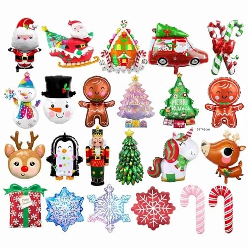 Großer Weihnachts-Folienballon, Weihnachtsmann, Schneemann, Pinguin, Süßigkeiten, Frohe Weihnachten, Mottoparty, Dekoration, Folienball (Size : 6) von SolGlo