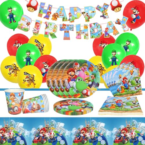 57pcs Geburtstag Deko Partygeschirr Set, Banner Luftballons Tortendeko Teller Servietten Pappbecher Tischdecke - 10 Portionen 57pcs Geburtstag Deko Partygeschirr Set, Banner Luftballons Tortendeko Teller Servietten Pappbecher Tischdecke - 10 Portionen von SolWonder