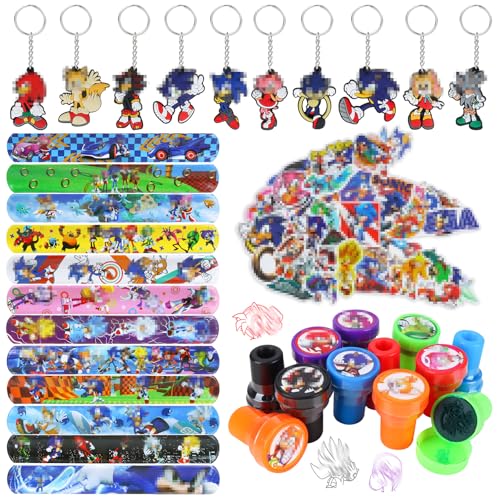 84 PCS Hedge-hog Party Mitgebsel, Soni Kindergeburtstag Mitgebsel Kinder, 12 Slap Armbänder Clap Bracelets, 12 Stempel, 50 Aufkleber, 10 Schlüsselanhänger, Soni Geburtstag Geschenk Deko 84 PCS Hedge-hog Party Mitgebsel, Soni Kindergeburtstag Mitgebsel Kinder, 12 Slap Armbänder Clap Bracelets, 12 Stempel, 50 Aufkleber, 10 Schlüsselanhänger, Soni Geburtstag Geschenk Deko von SolWonder