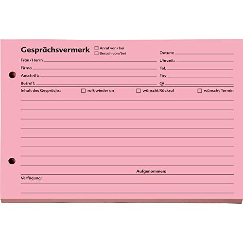 SoldanPlus Gesprächsvermerk, DIN A5 quer, gelocht, 100 Blatt, rot SoldanPlus Gesprächsvermerk, DIN A5 quer, gelocht, 100 Blatt, rot von SoldanPlus