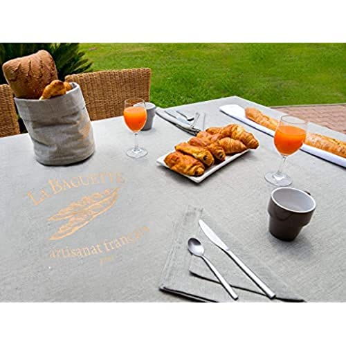 Soleil d'ocre Stangenbrot Nappe, Baumwolle, Grau, 140 x 300 cm von Soleil d'ocre