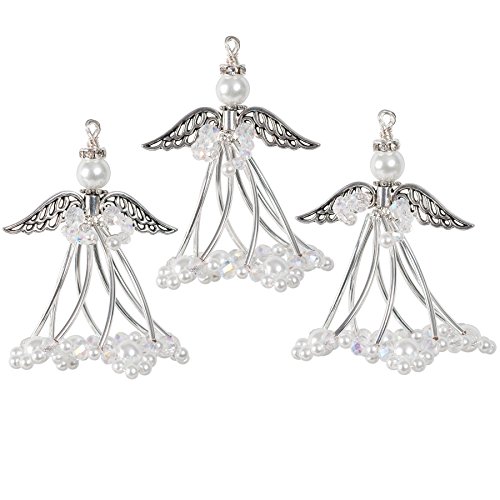 Solid Oak Silvery Angels Ornament-Set, silberfarben von Solid Oak