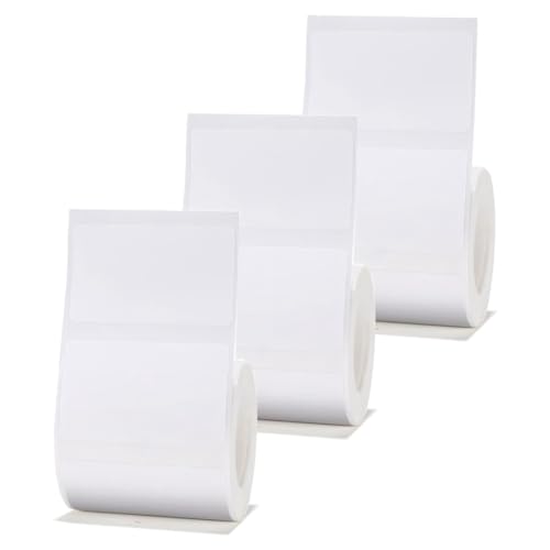 Solimind 3 Rollen Weißes Etikettenpapier 50x30mm Kompatibel für B1 B21 B3S Etikettendrucker Wasserdicht, Selbstklebendes Etikettenpapier, Robuste Feine Verarbeitung von Solimind