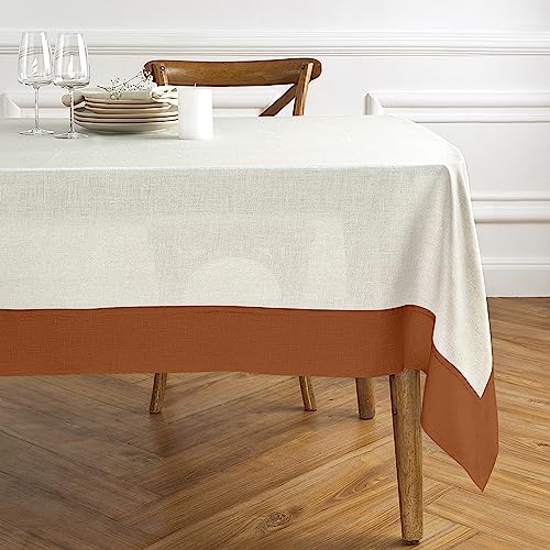 Solino Home Contempo Leinen-Tischdecke, 152,4 x 305,8 cm, 100 % reines Leinen, Zimt und Natur, rechteckig, maschinenwaschbar, Tischdecke für den Herbst von Solino Home