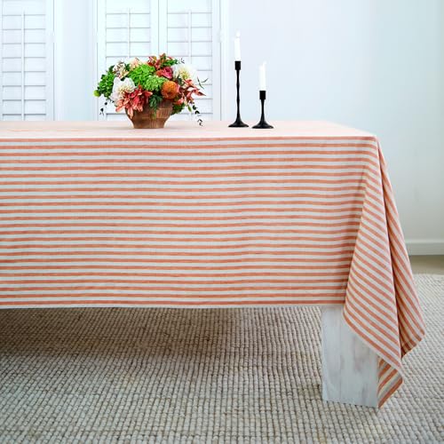 Solino Home Gestreifte Tischdecke, 152,4 x 332 cm, 100 % reines Leinen, Kürbis- und Natur-Tischdecke für rechteckige Tische, Amalfi-Streifen, maschinenwaschbar, Tischdecke für Sommer, Herbst Solino Home Gestreifte Tischdecke, 152,4 x 332 cm, 100 % reines Leinen, Kürbis- und Natur-Tischdecke für rechteckige Tische, Amalfi-Streifen, maschinenwaschbar, Tischdecke für Sommer, Herbst von Solino Home