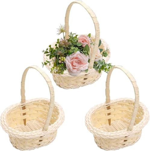 3 Stück Blumenmädchen Korb, 12 X 10cm Blumenkorb Hochzeit, Kleiners Korb Mit Henkel, Kunstrattan Geflochtener Blumenkorb, Blumenmädchen Streukörbchen Streukorb, Hochzeit Party Dekoration 3 Stück Blumenmädchen Korb, 12 X 10cm Blumenkorb Hochzeit, Kleiners Korb Mit Henkel, Kunstrattan Geflochtener Blumenkorb, Blumenmädchen Streukörbchen Streukorb, Hochzeit Party Dekoration von Sollee