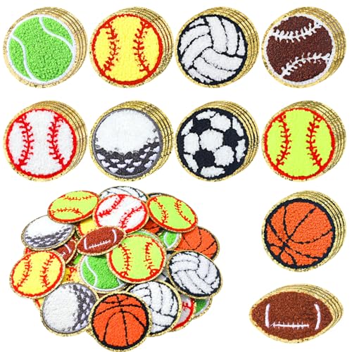 Solsew 40 Stück Chenille-Aufnäher zum Aufbügeln mit goldenen Kanten, Basketball, Fußball, Baseball, Volleyball, Softball, zum Aufbügeln für Mützen, Hosen, Kleidung Solsew 40 Stück Chenille-Aufnäher zum Aufbügeln mit goldenen Kanten, Basketball, Fußball, Baseball, Volleyball, Softball, zum Aufbügeln für Mützen, Hosen, Kleidung von Solsew