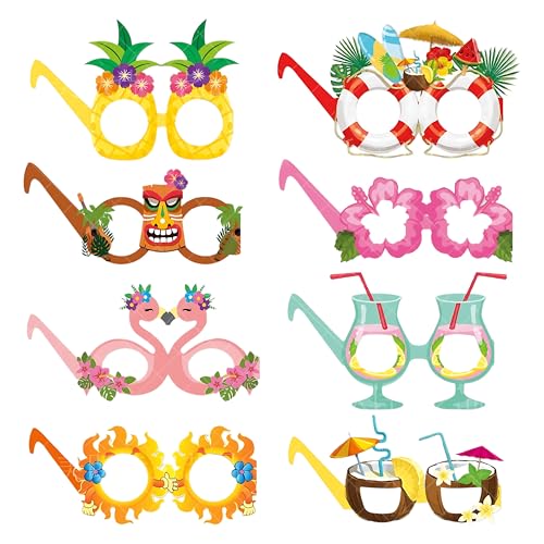 8 Paar hawaiianische Party-Dekorationen, originelle Sonnenbrille, Hawaii-Kostüm, lustige Sonnenbrille für Kinder und Erwachsene, tropische Luau-Aloha, Sommer, Strand, Pool, Party, Foto-Requisiten 8 Paar hawaiianische Party-Dekorationen, originelle Sonnenbrille, Hawaii-Kostüm, lustige Sonnenbrille für Kinder und Erwachsene, tropische Luau-Aloha, Sommer, Strand, Pool, Party, Foto-Requisiten von Solvica
