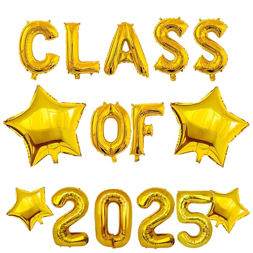 Abschlussdekorationen, Luftballons der Klasse 2025 mit goldenen Sternabschlussballons, Goldfolien-Party-Ballonbogen für Sie und Ihre Hochschule von Solvica