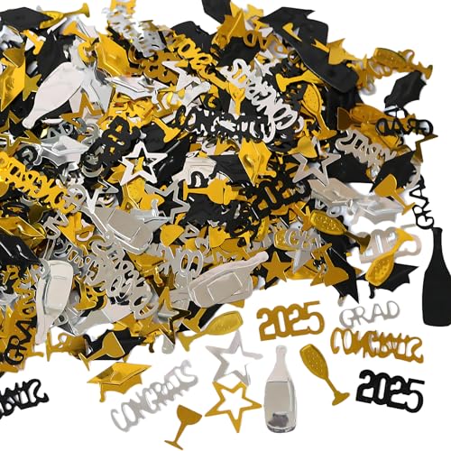 Konfetti für Abschlussfeiern, Dekorationen 2025, 500 Stück, dreifarbig, Gold, Schwarz, Silber, Glitzer, für Partytische, Foto-Requisiten, Glückwünsche, Feiern Konfetti für Abschlussfeiern, Dekorationen 2025, 500 Stück, dreifarbig, Gold, Schwarz, Silber, Glitzer, für Partytische, Foto-Requisiten, Glückwünsche, Feiern von Solvica