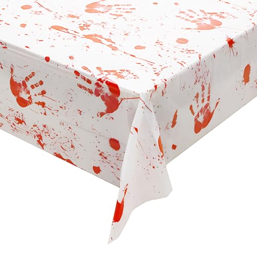 Solvica Bloodied Halloween-Tischdecke, gruselige Kunststoff-Tischdecke, rechteckig, wasserdicht, abwischbar, Kunstblut, Halloween-Tischdecke für Halloween, Spukhaus, Party-Dekorationen, 137 x 274 cm Solvica Bloodied Halloween-Tischdecke, gruselige Kunststoff-Tischdecke, rechteckig, wasserdicht, abwischbar, Kunstblut, Halloween-Tischdecke für Halloween, Spukhaus, Party-Dekorationen, 137 x 274 cm von Solvica