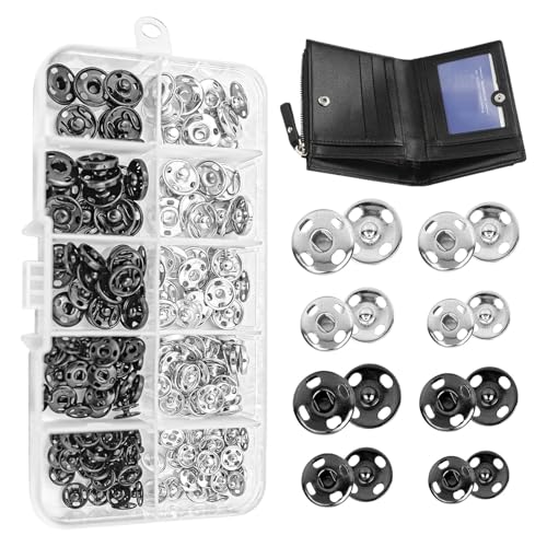 100Sätze Druckknöpfe zum Annähen, Druckknopf Schwarz Silber Metall Druckknöpfe, mit Transparentbox, für Geldbörse Handtasche Kleidung Nähen Handwerk DIY Lieferung 100Sätze Druckknöpfe zum Annähen, Druckknopf Schwarz Silber Metall Druckknöpfe, mit Transparentbox, für Geldbörse Handtasche Kleidung Nähen Handwerk DIY Lieferung von Solyraflux