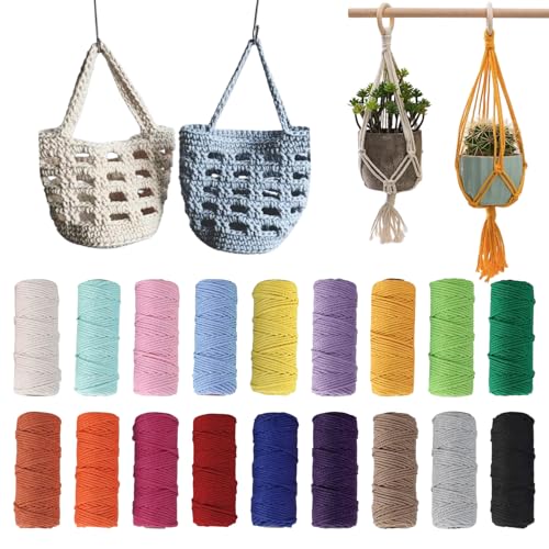 18 Stück Makramee Garn 2mm x 30M, Bunte Baumwoll-Bastelschnur, Baumwollgarn Baumwollkordel, Macrame Garn zum Aufhängen, Pflanzenaufhänger, Basteln, Stricken 18 Stück Makramee Garn 2mm x 30M, Bunte Baumwoll-Bastelschnur, Baumwollgarn Baumwollkordel, Macrame Garn zum Aufhängen, Pflanzenaufhänger, Basteln, Stricken von Solyraflux