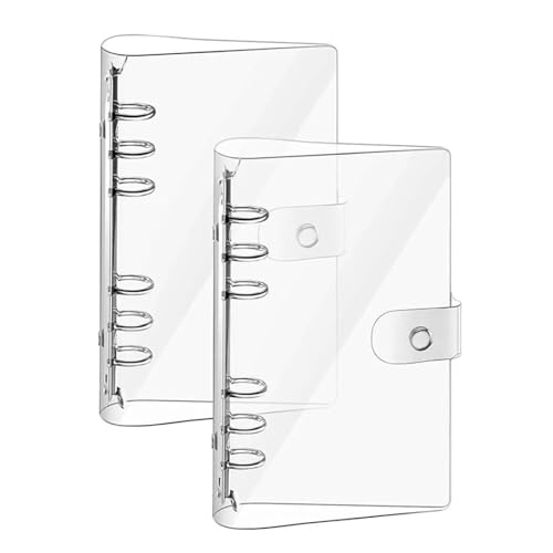 2 Stück Ringbuch A6 Ring Binder, Nachfüllbares Ringordner mit Druckknopf, A6 PVC Ringbücher, Transparente Loose Ringbücher für Büro Schule Journal Buch 2 Stück Ringbuch A6 Ring Binder, Nachfüllbares Ringordner mit Druckknopf, A6 PVC Ringbücher, Transparente Loose Ringbücher für Büro Schule Journal Buch von Solyraflux