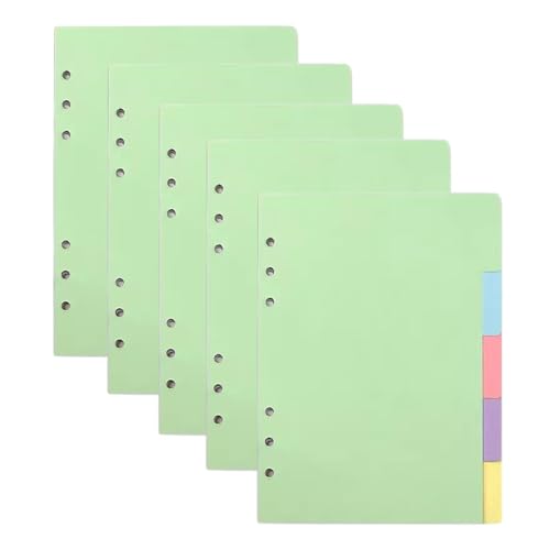 25 Blätter/5 Sätze Trennblätter A5, Ordner Register A5 Index Teiler, 5 Farbige Register 6 Löcher, Personal Organizer, für Ordner, Loseblatt Notizbuch, Ringbucheinlagen 25 Blätter/5 Sätze Trennblätter A5, Ordner Register A5 Index Teiler, 5 Farbige Register 6 Löcher, Personal Organizer, für Ordner, Loseblatt Notizbuch, Ringbucheinlagen von Solyraflux