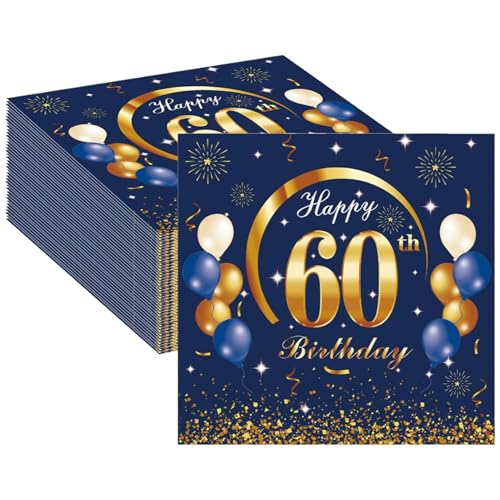 40 Stück Servietten 60 Geburtstag, 33x33cm 60 Geburtstagsdeko Servietten für Geburtstagsfeier, Tischdekoration zum 60. Geburtstag, Mädchen Junge Jubiläum 40 Stück Servietten 60 Geburtstag, 33x33cm 60 Geburtstagsdeko Servietten für Geburtstagsfeier, Tischdekoration zum 60. Geburtstag, Mädchen Junge Jubiläum von Solyraflux