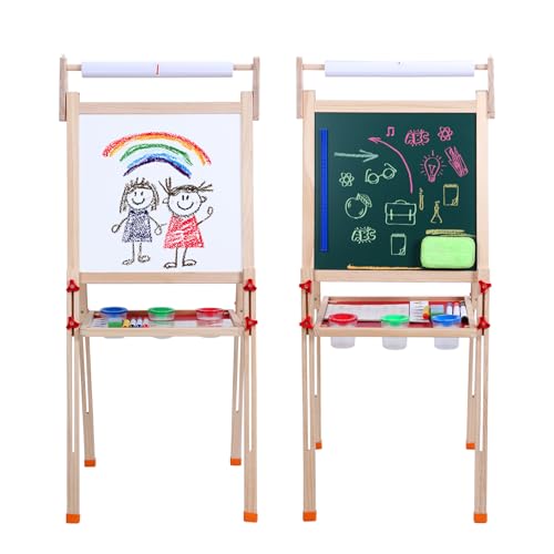 Kinder Spiel-Tafel, Holz Kinder Staffelei, Höhenverstellbar Magnetische Doppelseitige Whiteboard und Kreidetafel Staffelei mit Ablagefächern und 6 Zubehörteilen Kinder Spiel-Tafel, Holz Kinder Staffelei, Höhenverstellbar Magnetische Doppelseitige Whiteboard und Kreidetafel Staffelei mit Ablagefächern und 6 Zubehörteilen von Somerway